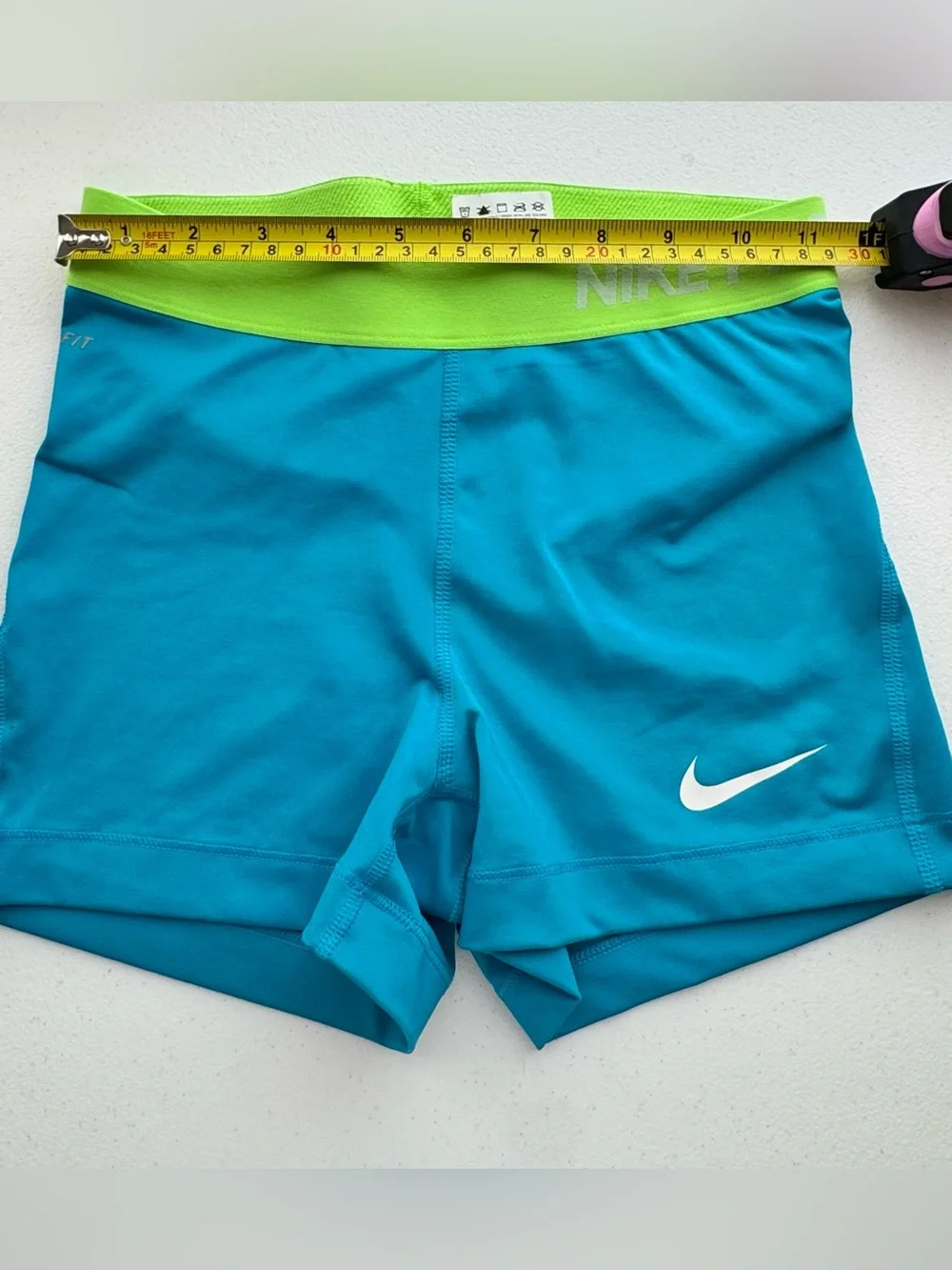 Nike Pro Dri-FIT Compression Shorts Womens Small Blue Green Athletic Training